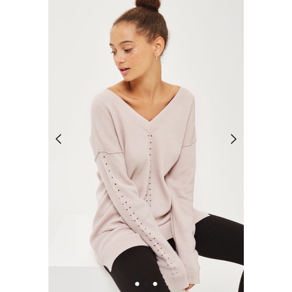 Topshop dusty pink v neck sweater